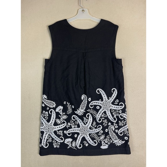 Maeve Anthropologie Dress Womens 10 Black‎ Tunic Sleeveless Embroidered Lined - Picture 10 of 11